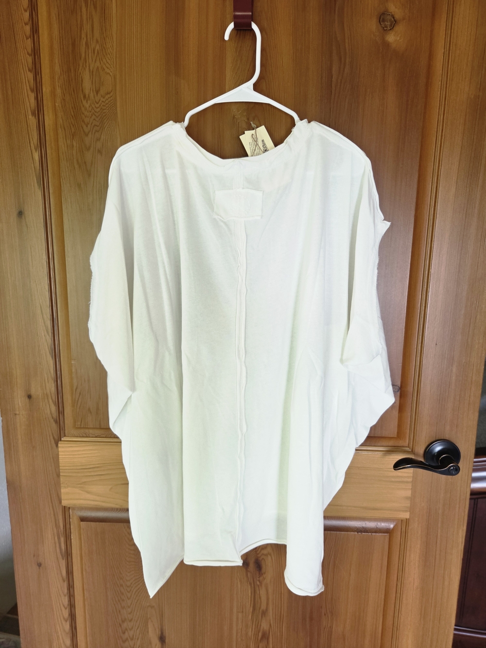 White Women's Tunic Top with Green Botanical Print - Picture 3 of 6